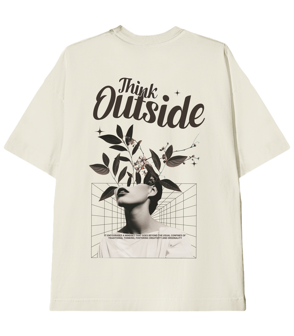 Camiseta Heavy Oversized Think Outside Flowers | Old Outsized
