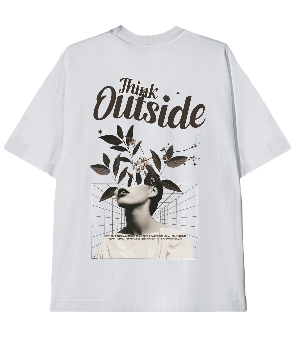 Camiseta Heavy Oversized Think Outside Flowers | Old Outsized