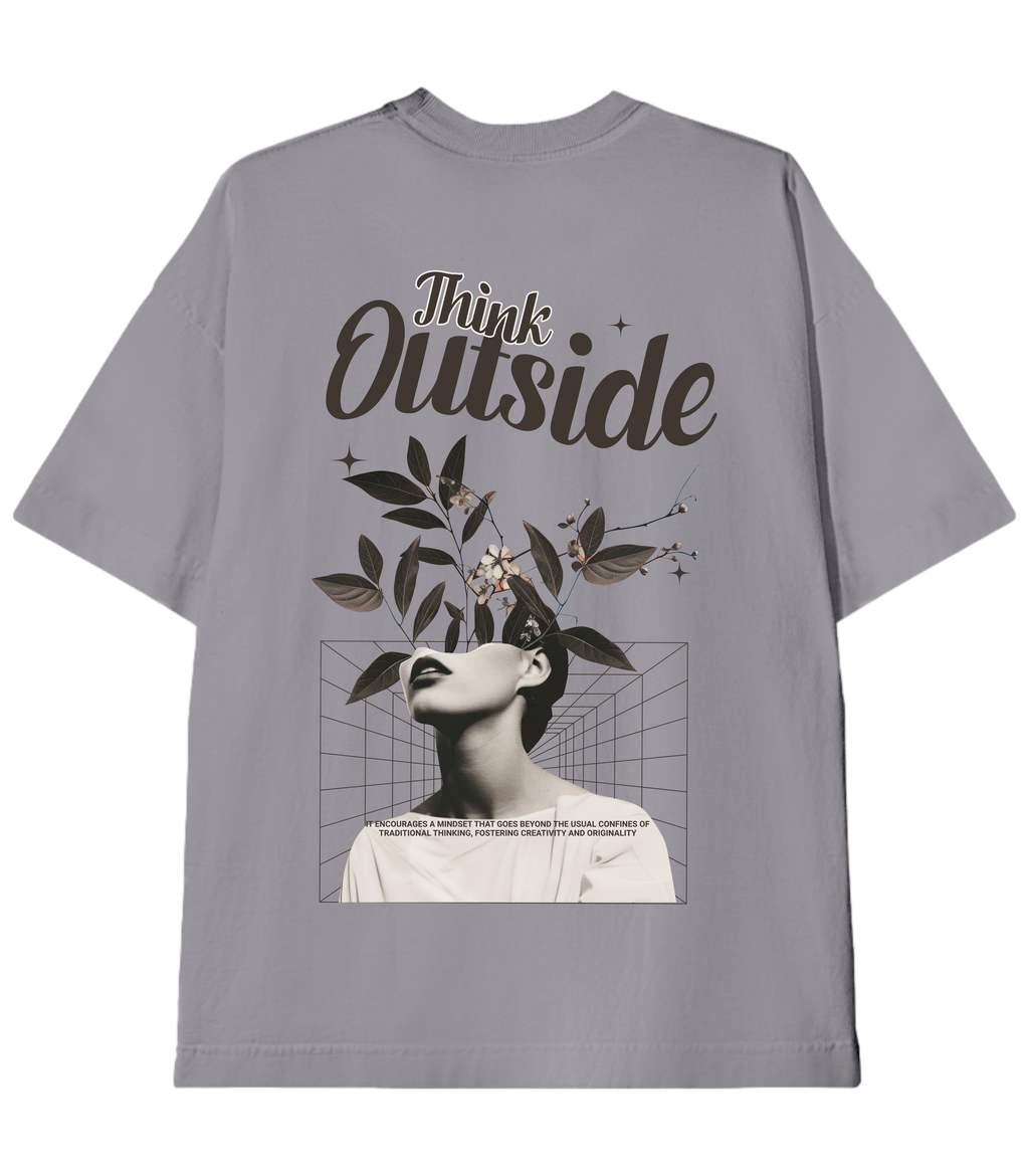 Camiseta Heavy Oversized Think Outside Flowers | Old Outsized